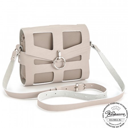 Женская кожаная сумка "Кортни" (бежевая) 